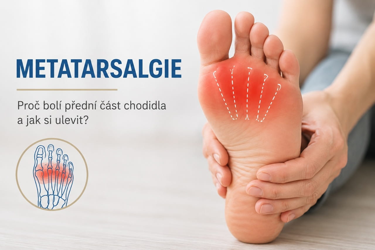 Bolest přední části chodidla při metatarsalgii.